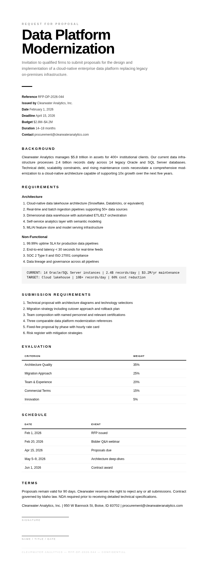 Typographic Request for Proposal